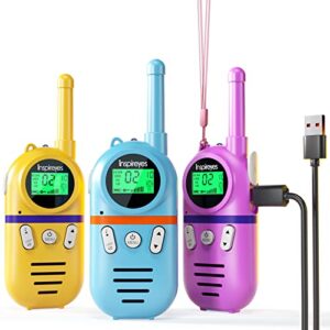 walkie talkies for kids rechargeable, 48 hours working time 3 miles range 22 channels 2 way radio, birthday gifts for boys girls, family games outdoor hiking camping,3-12 years old toys 3 pack