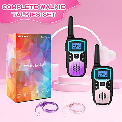 Wishouse Walkie Talkies for Kids Adults Long Range,Birthday Gift for 4-12 Year Old Girls Boys,Camping Gear Toys with Flashlight,SOS Siren,NOAA Weather Alert,VOX,22 Channels,Easy to Use,2 Pack