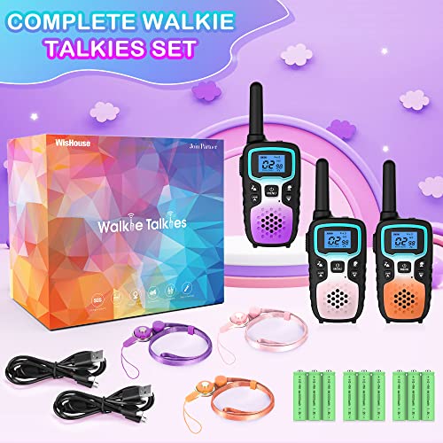 Wishouse Walkie Talkies for Kids Adults Long Range Rechargeable,Birthday Gift for 4-12 Year Old Girls Boys,Camping Gear Toys with Flashlight,SOS Siren,NOAA Weather Alert,VOX,22 Channels,Easy to Use