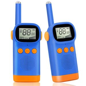 walkie talkie for kids, 22 channels 2 way radio 3 km long range walkie talkies handheld, toys for 3-12 year old boys girls, gift toys for boys and girls to outside, hiking, game camping (blue&blue)