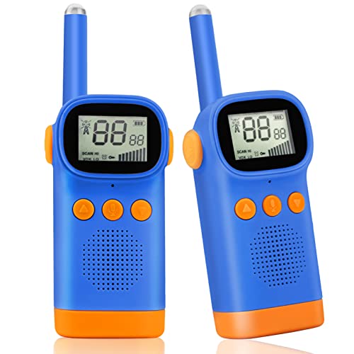 Walkie Talkie for Kids, 22 Channels 2 Way Radio 3 Km Long Range Walkie Talkies Handheld, Toys for 3-12 Year Old Boys Girls, Gift Toys for Boys and Girls to Outside, Hiking, Game Camping (Blue&Blue)