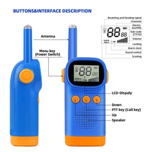 Walkie Talkie for Kids, 22 Channels 2 Way Radio 3 Km Long Range Walkie Talkies Handheld, Toys for 3-12 Year Old Boys Girls, Gift Toys for Boys and Girls to Outside, Hiking, Game Camping (Blue&Blue)