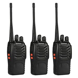 baofeng bf-888s 3 pack walkie talkie long range for adults with earpieces rechargeable handheld two way radio