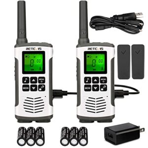 retevis rt45 walkie talkies for adults,rechargeable 2 way radios long range, noaa,flashlight,vox,sos,portable frs two-way radios with aa nimh battery usb charger for camping hiking(2 pack)