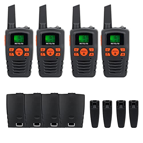 Retevis RA35 Walkie Talkies, Long Range Walkie Talkies, Family 2 Way Radios Walkie Talkie for Adults Kids 4, Flashlight, Outdoor, Camping, Hiking 4 Pack