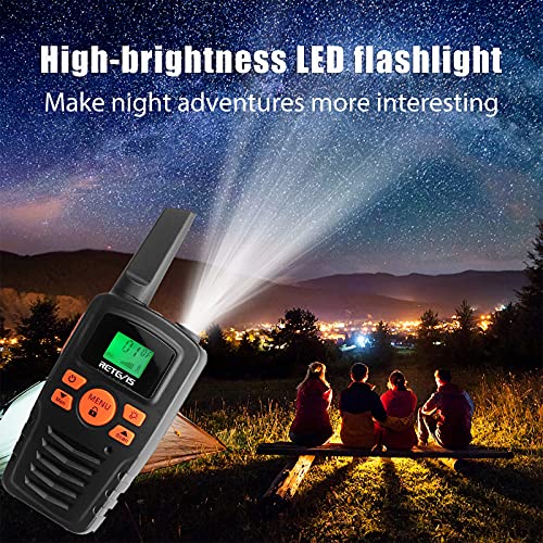 Retevis RA35 Walkie Talkies, Long Range Walkie Talkies, Family 2 Way Radios Walkie Talkie for Adults Kids 4, Flashlight, Outdoor, Camping, Hiking 4 Pack