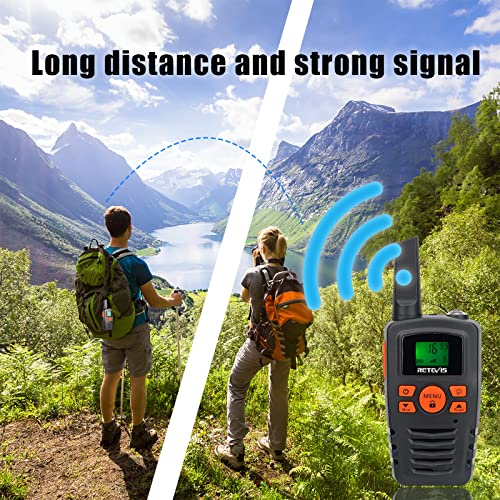 Retevis RA35 Walkie Talkies, Long Range Walkie Talkies, Family 2 Way Radios Walkie Talkie for Adults Kids 4, Flashlight, Outdoor, Camping, Hiking 4 Pack