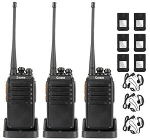 seodon walkie talkies for adults with backup batteries for each walkie talkie long range two way radio with earpieces 3 pack