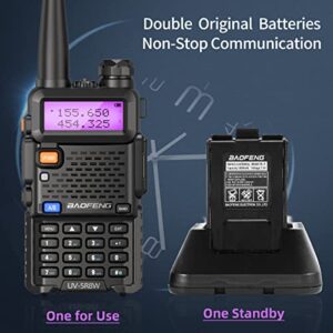 Baofeng UV-5R Radio Dual Band Ham Radios Handheld 8W High Power Two Way Radio with Double Battery Extra Programming Cable AR-771 Antenna Speaker Mic Full Kit Rechargeable Long Range Walkie Talkies