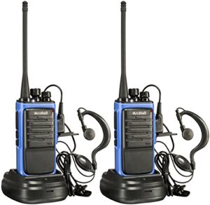arcshell rechargeable long range two-way radios with earpiece 2 pack walkie talkies li-ion battery and charger included