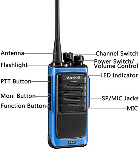 Arcshell Rechargeable Long Range Two-Way Radios with Earpiece 2 Pack Walkie Talkies Li-ion Battery and Charger Included