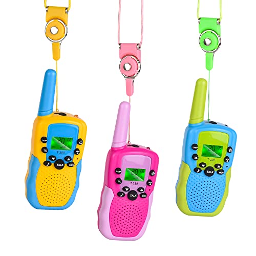 Walkie Talkies for Kids Long Range USB Rechargeable, 3 Pack - Drop Proof, 22 Channels, 2 Way Radio Toys with LCD Flashlight - Ideal Outdoor Indoor Play Camping Hiking - Ages 3-12 (Girls & Boys)