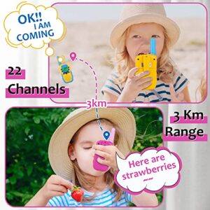 Walkie Talkies for Kids Long Range USB Rechargeable, 3 Pack - Drop Proof, 22 Channels, 2 Way Radio Toys with LCD Flashlight - Ideal Outdoor Indoor Play Camping Hiking - Ages 3-12 (Girls & Boys)