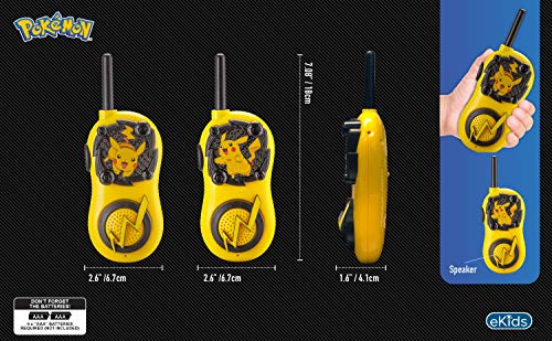 eKids Pokemon Walkie Talkies Pikachu Toys FRS Walkie Talkies for Kids Long Range Static Free Easy to Use For Indoor and Outdoor Games