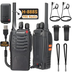 walkie talkies for adults - baofeng long range walky talky frs walkie talkie rechargeable two way radio usb charger- 16 channels-flashlight - earpiece - rechargeable li-ion battery(include) - 2 pack