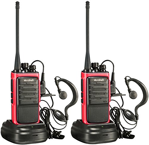 Arcshell Rechargeable Long Range Two-Way Radios with Earpiece 2 Pack Walkie Talkies Li-ion Battery and Charger Included