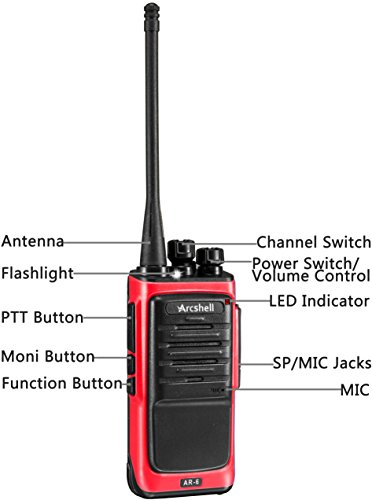 Arcshell Rechargeable Long Range Two-Way Radios with Earpiece 2 Pack Walkie Talkies Li-ion Battery and Charger Included