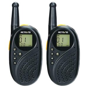 retevis rt35 walkie talkies for adults,long range two way radios rechargeable,easy to use,led flashlight,small two way radios for family kids (black,2 pack)