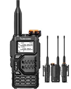 quanshenguvk5 am/fm/dtmf walkie talkie 200 channel three frequency receiving walkie talkie noaa weather forecast, with flash vox replication frequency lcd display for hiking camping trip (1 piece)