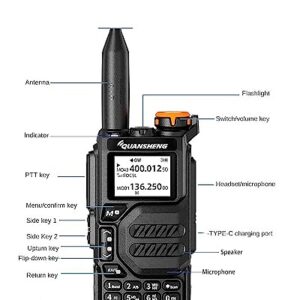 QuanshengUVK5 AM/FM/DTMF walkie Talkie 200 Channel Three Frequency Receiving walkie Talkie NOAA Weather Forecast, with Flash VOX Replication Frequency LCD Display for Hiking Camping Trip (1 Piece)