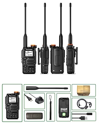 QuanshengUVK5 AM/FM/DTMF walkie Talkie 200 Channel Three Frequency Receiving walkie Talkie NOAA Weather Forecast, with Flash VOX Replication Frequency LCD Display for Hiking Camping Trip (1 Piece)