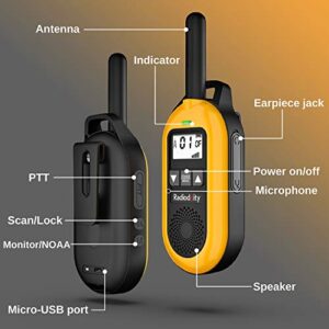 Radioddity FS-T2 Kids Walkie Talkies for Adults Family Long Range Rechargeable FRS Two Way Radio, 22 Channels with VOX, NOAA, USB Charging, Perfect for Birthday Gift, 2 Pack