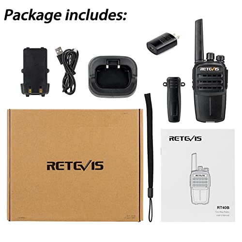 Retevis RT40B Walkie Talkie Rechargeable,Mini 2 Way Radio for Adults, Rugged Two Way Radios Rechargeable, Handheld USB Charging Base Emergency Alarm, for Adults Skiing Hunting Cruise Gifts (1 Pack)
