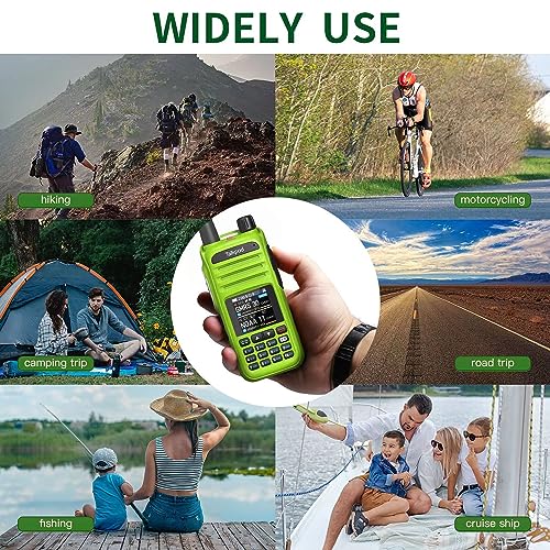 Talkpod A36Plus GMRS Handheld Two Way Radio Walkie Talkies for Adults Long Range with VHF UHF Receive, 5W Output, 512 Channels, 1.44inch Color Screen(Green)