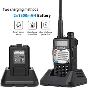 BAOFENG UV-5R Pro Ham Radio with 2 Rechargeable Batteries, Dual Band Two-Way Radio Handheld Walkie Talkie Long Range with Earpiece and Mic, RH-771 High Gain Antenna