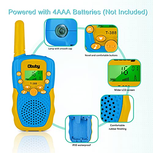 Obuby Toys for 3-12 Year Old Boys Girls Walkie Talkies for Kids 22 Channels 2 Way Radio Gifts with Backlit LCD Flashlight 3 KMs Range Gift Toy for Boy Girl to Outside,Camping,Hiking