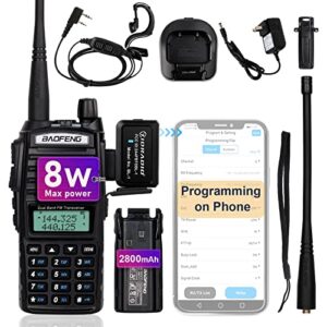 baofeng uv-82 baofeng radio high power ham radio handheld with wireless programmer (no driver issues),walkie talkies with earpiece and 2800mah battery(1 pack-black)