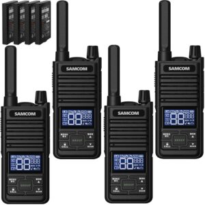samcom gmrs radios long range walkie talkies for adults, 30 channels gmrs two way radios handheld, upgrade t2 2-way radios usb-c rechargeable, noaa weather alert & group call for camping hiking, 4 pcs