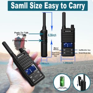 SAMCOM GMRS Radios Long Range Walkie Talkies for Adults, 30 Channels GMRS Two Way Radios Handheld, Upgrade T2 2-Way Radios USB-C Rechargeable, NOAA Weather Alert & Group Call for Camping Hiking, 4 Pcs