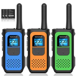 walkie talkies for adults 3 pack, nxgket rechargeable walkie talkies long range, 2 way radios 22 channels vox with 1200mah li-ion battery type-c cable for outdoor camping hiking trip