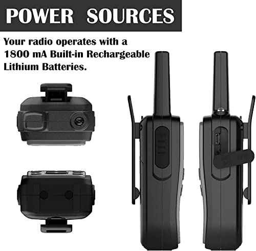 Long Range Walkie talkies, 2 Way Cb Radio Rechargeable, Camping Walky Talky for Adults, Survial Kits and Equipment, 142 Privacy Codes, & NOAA Weather Scan