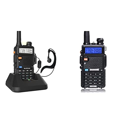 BAOFENG UV-5R Dual Band Two Way Radio (Black), 144-148MHz & 420-450MHz & UV-5R Two Way Radio Dual Band 144-148/420-450Mhz Walkie Talkie 1800mAh Li-ion Battery(Black)