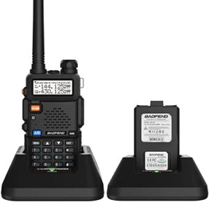 BAOFENG UV-5R Dual Band Two Way Radio (Black), 144-148MHz & 420-450MHz & UV-5R Two Way Radio Dual Band 144-148/420-450Mhz Walkie Talkie 1800mAh Li-ion Battery(Black)