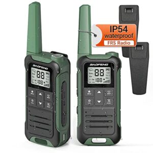 baofeng walkie talkies with 22 frs channels rechargeable long range walkie talkie ip54 waterproof for adult two way radio with noaa weather channel vox scan lcd display led flashlight for camping
