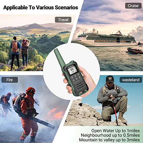 Baofeng Walkie Talkies with 22 FRS Channels Rechargeable Long Range Walkie Talkie IP54 Waterproof for Adult Two Way Radio with NOAA Weather Channel VOX Scan LCD Display LED Flashlight for Camping