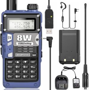 baofeng radio handheld ham radio uv-s9 pro 8w high power dual band portable two way radio with battery and usb charger cable upgrade of uv-5r walkie talkies(blue)