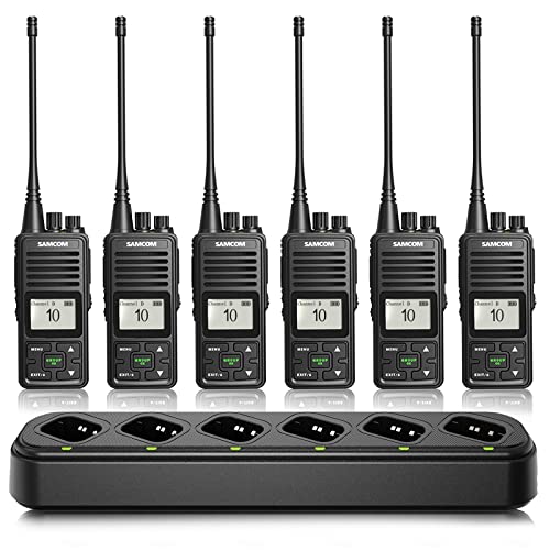 SAMCOM FPCN10A Walkie Talkies Rechargeable 3000mAh Hands Free 2 Way Radios Two-Way Radio(6 Pack) with 6 Way Multi Gang Charger