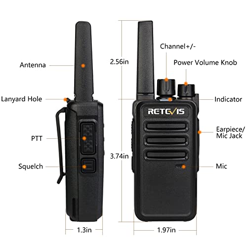 Retevis RT68 Walkie Talkies Rechargeable,Portable FRS Two-Way Radios for Adults,Heavy Duty 2 Way Radios Long Range,USB Charging Base,License Free Radios Walkie Talkie for Road Trip Camping (2 Pack)