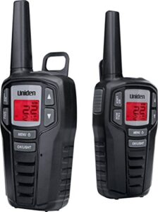 uniden sx237-2ck up to 23-mile range frs two-way radio walkie talkies with rechargeable batteries & dual charging cradle, 22 channels, 121 privacy codes, noaa weather channels + alerts, black