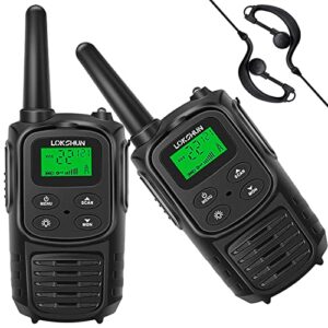 lokshun walkie talkies for adults long range with 22 frs channels,x1 walkie talkie up to 5 miles with earpieces vox auto squelch,professional walkie talkies for kids gift family hiking camping(2 pack)