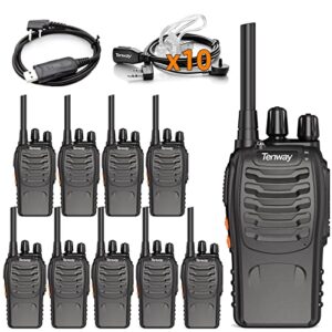 walkie talkie long range rechargeable 2 way radio for adult with earpiece, frs two way radio vox 16 channel flashlight li-ion battery 10 pack