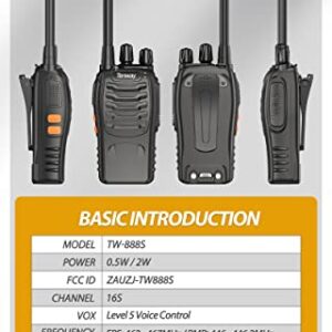 Walkie Talkie Long Range Rechargeable 2 Way Radio for Adult with Earpiece, FRS Two Way Radio VOX 16 Channel Flashlight Li-ion Battery 10 Pack