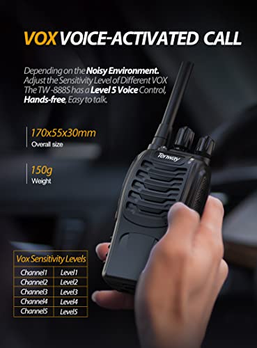 Walkie Talkie Long Range Rechargeable 2 Way Radio for Adult with Earpiece, FRS Two Way Radio VOX 16 Channel Flashlight Li-ion Battery 10 Pack