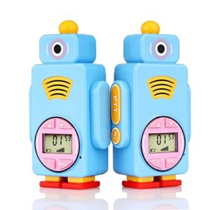 retevis rt36 walkie talkie for kids,robot shape toys gifts for 3-5 year old boys girls,toddler toys walkie talkies with flashlight,easy to use(blue,2 pack)