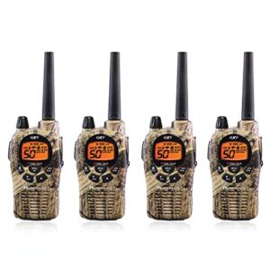 midland gxt1050vp4 long range walkie talkie - 50 channel gmrs two way radio (mossy oak camo, 4 radios)