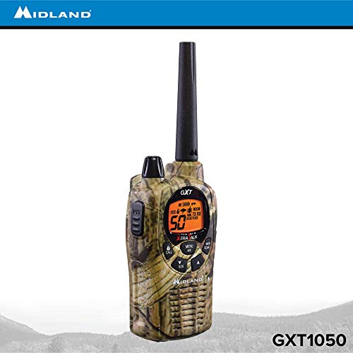 Midland GXT1050VP4 Long Range Walkie Talkie - 50 Channel GMRS Two Way Radio (Mossy Oak Camo, 4 Radios)
